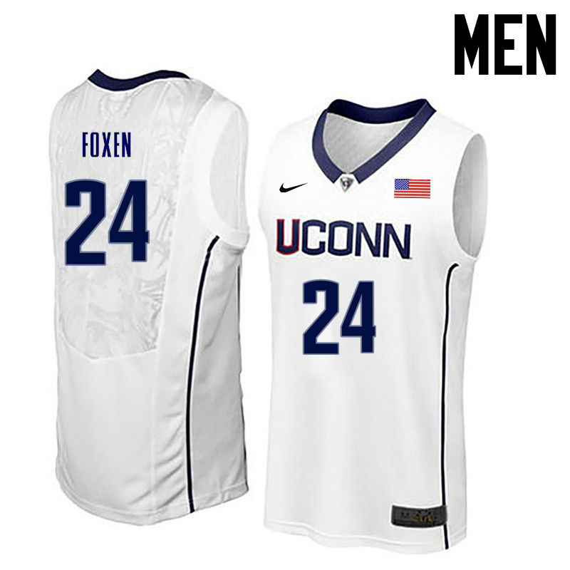 Men Uconn Huskies #24 Christian Foxen College Basketball Jerseys-White